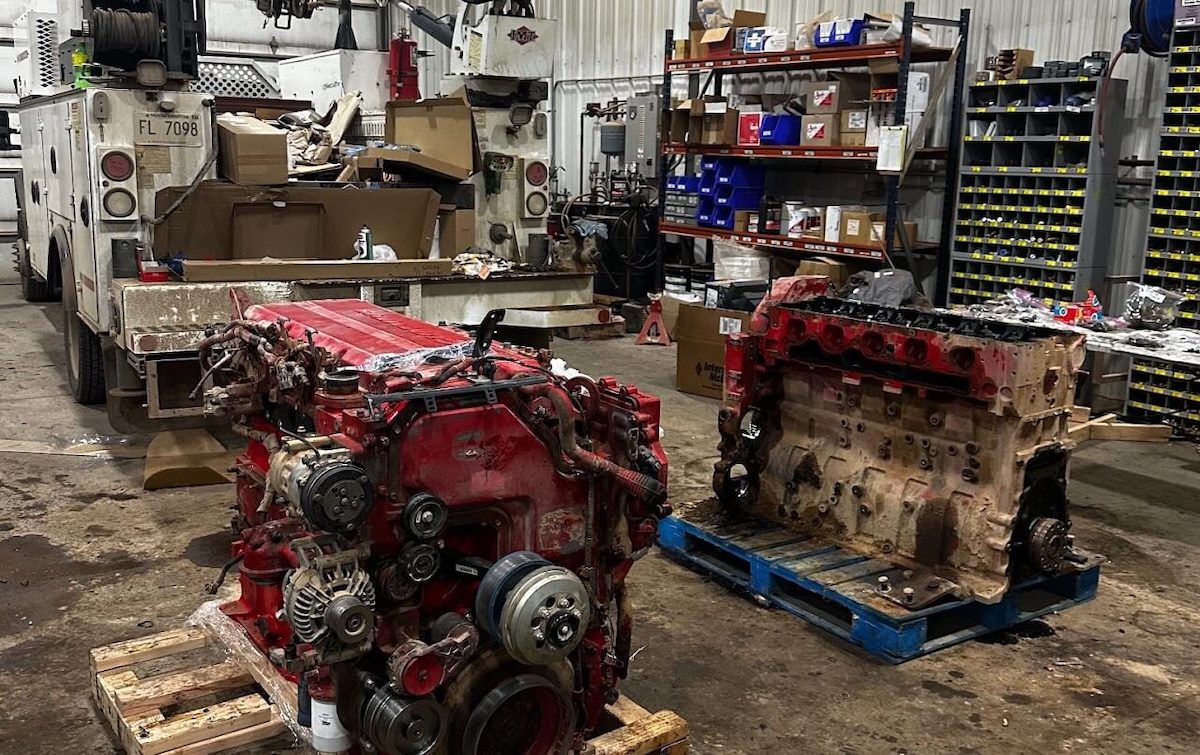 Diesel engine torn down for repair